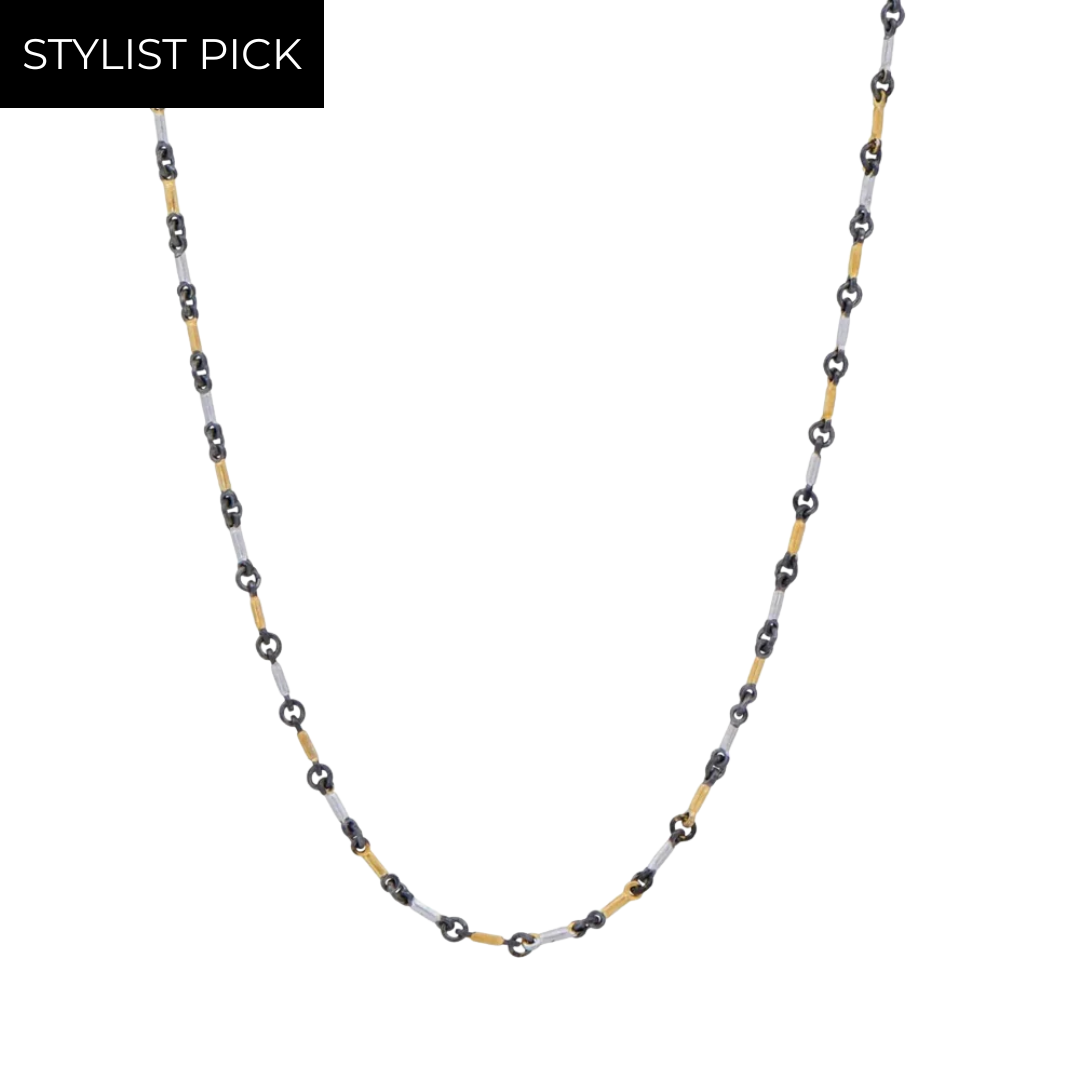Signature Tri-Tone Bar Link Necklace