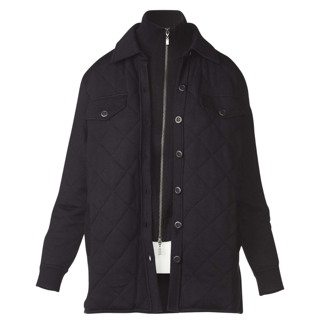 Two In One Quilted Shacket in Black