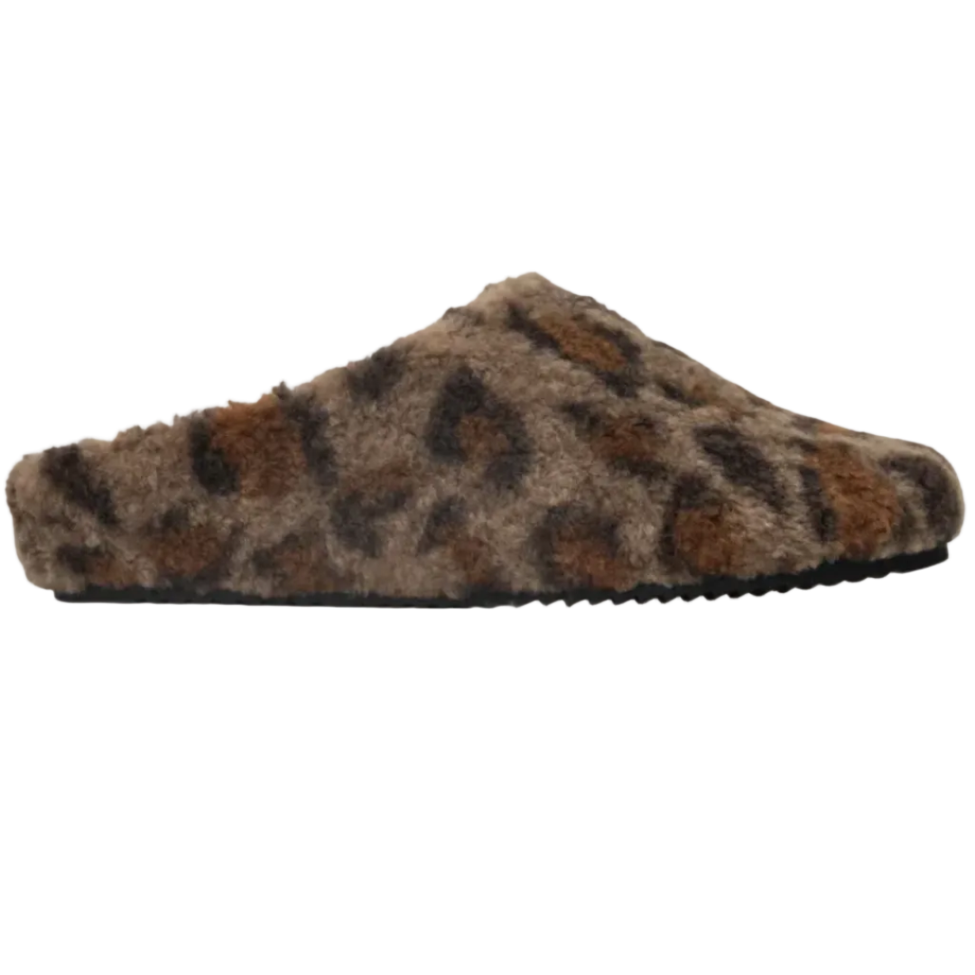 Fuzzy Clog in Taupe Leopard