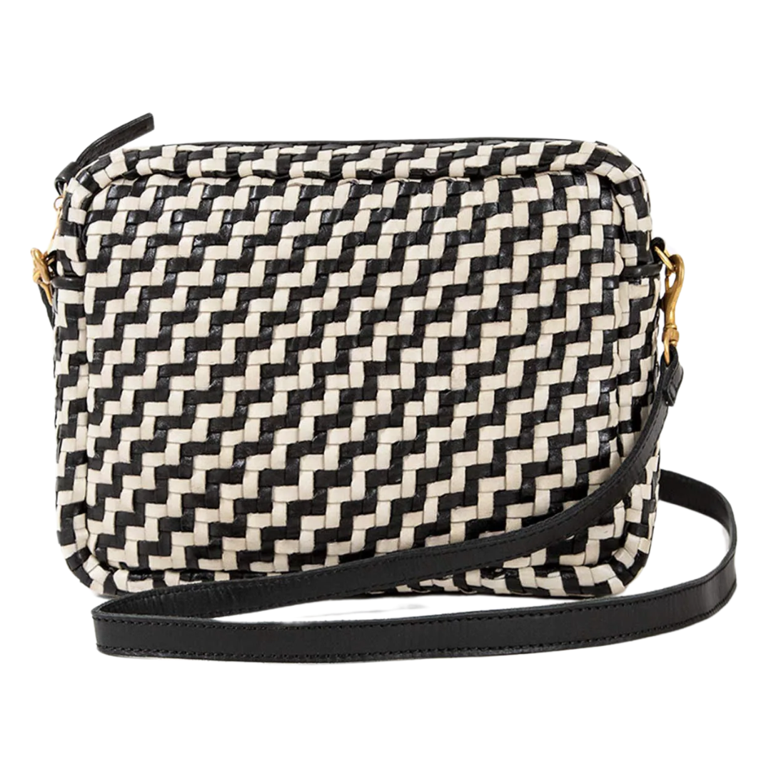 Midi Sac in Black & Cream Woven Zig Zag