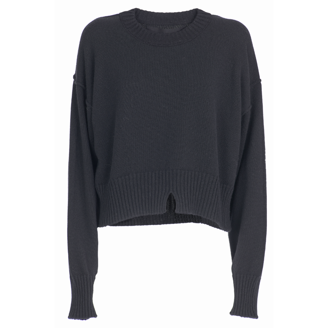 Cashmere Crew Boxy Sweater in Graphite