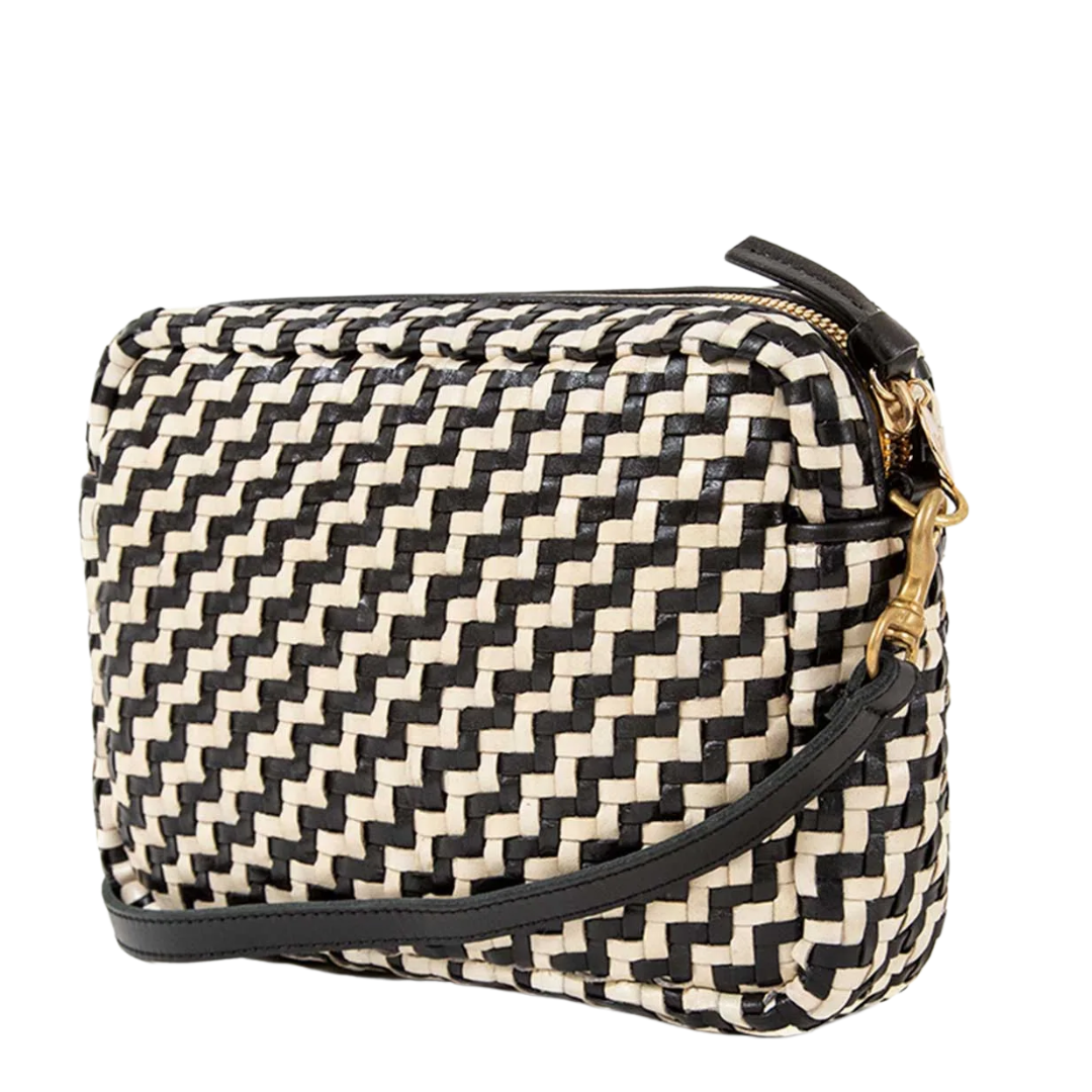 Midi Sac in Black & Cream Woven Zig Zag