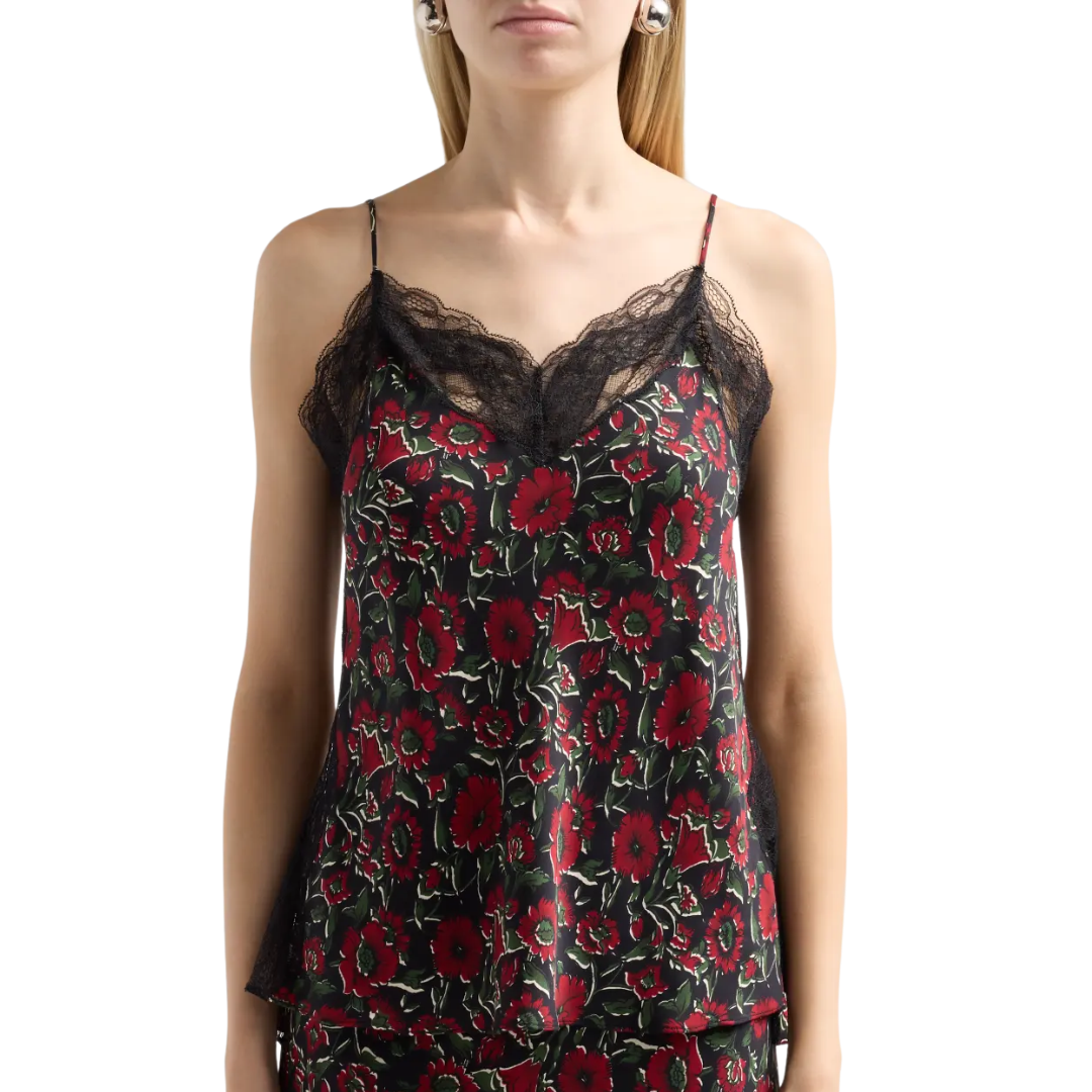 Johanan Stretch-Silk Camisole in Cardinal Red Multi