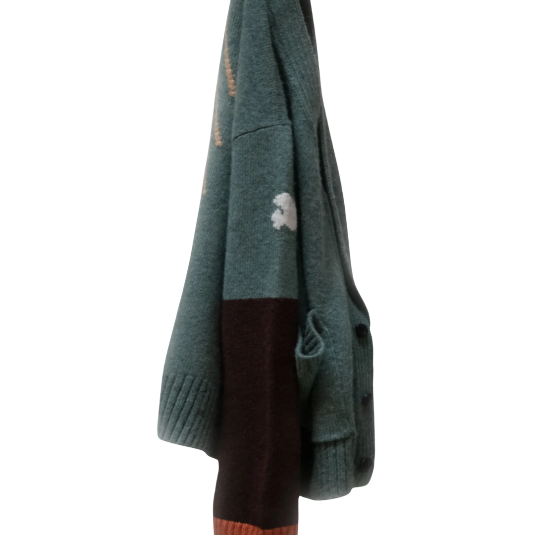 Arrows Cashmere Cardigan in Sage/Mix