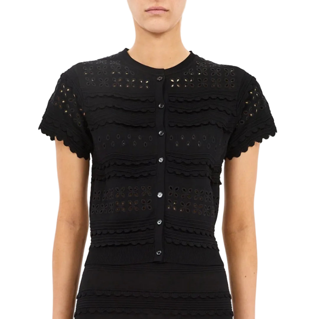 Abriana Eyelet Knit Cardigan