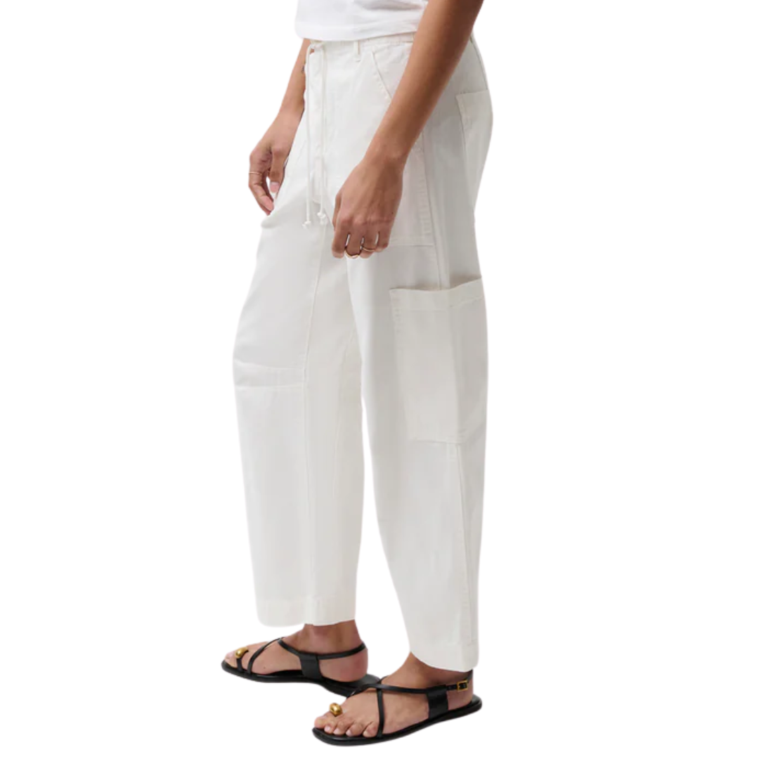 Sabrina Curved Utility Pant in White