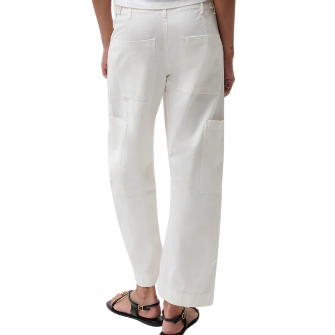 Sabrina Curved Utility Pant in White
