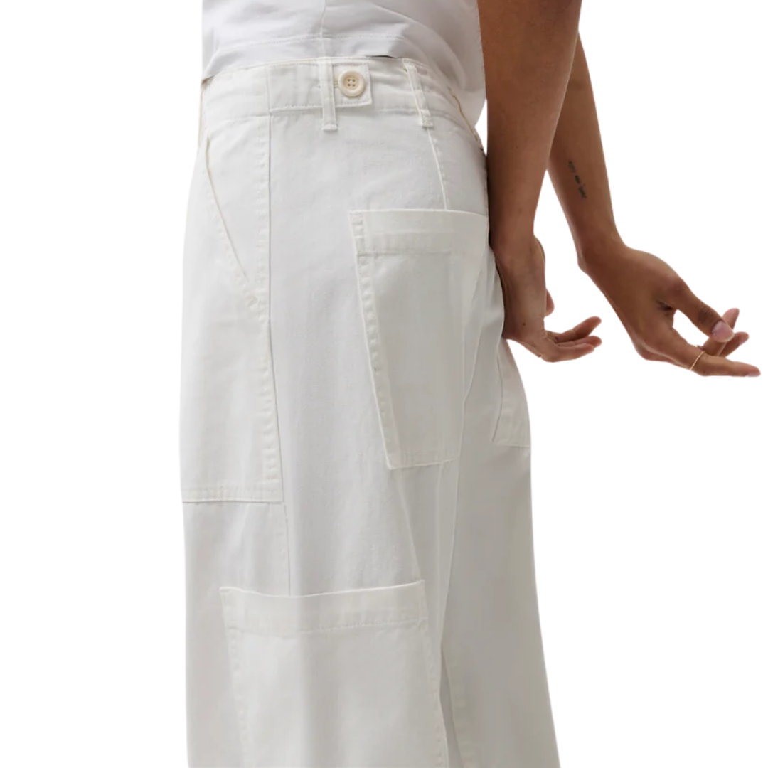 Sabrina Curved Utility Pant in White