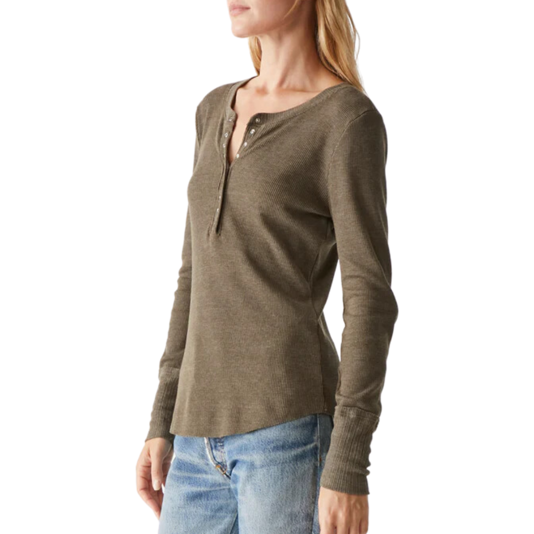 Regan Thermal Henley Tee in Dolma