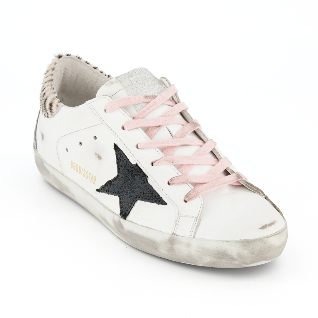 スニーカー Golden Sneaker Super-Star White Pink Black Super Star Sneaker in Tiger Pony Hair, Pink, White, Black