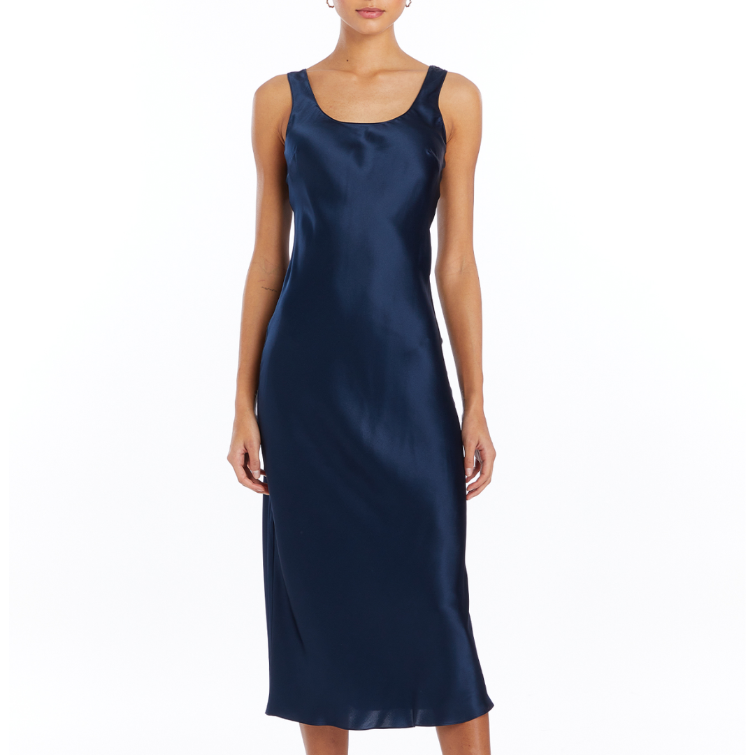 Sydney Silk Dress in Ink