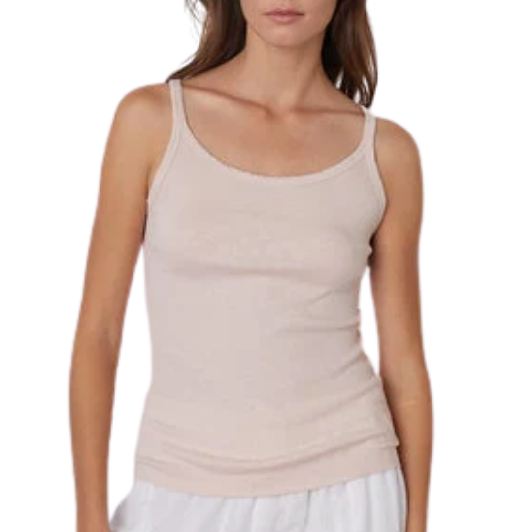 Aliza Ribbed Cotton Layering Tank in Beach