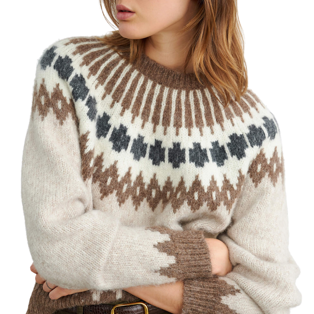 Alena Sweater in Oatmeal Fairisle