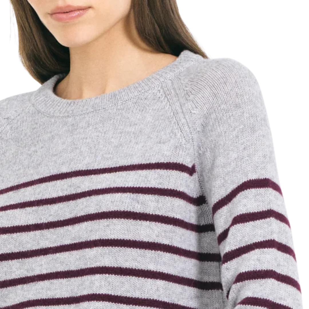 Blakely Cashmere Crewneck in Heather Grey Combo