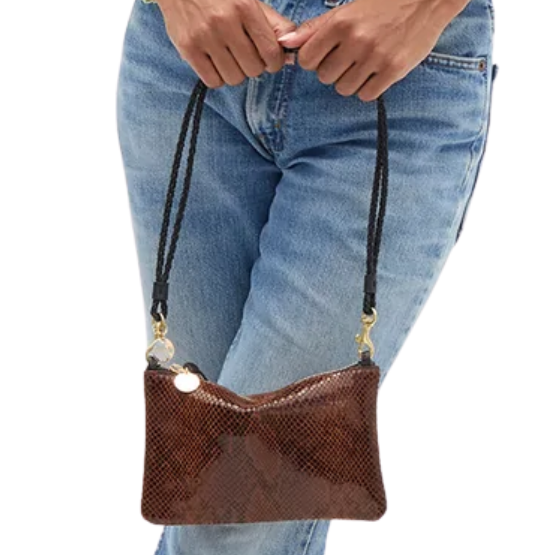Wallet Clutch with Tabs in Auburn Embossed Python