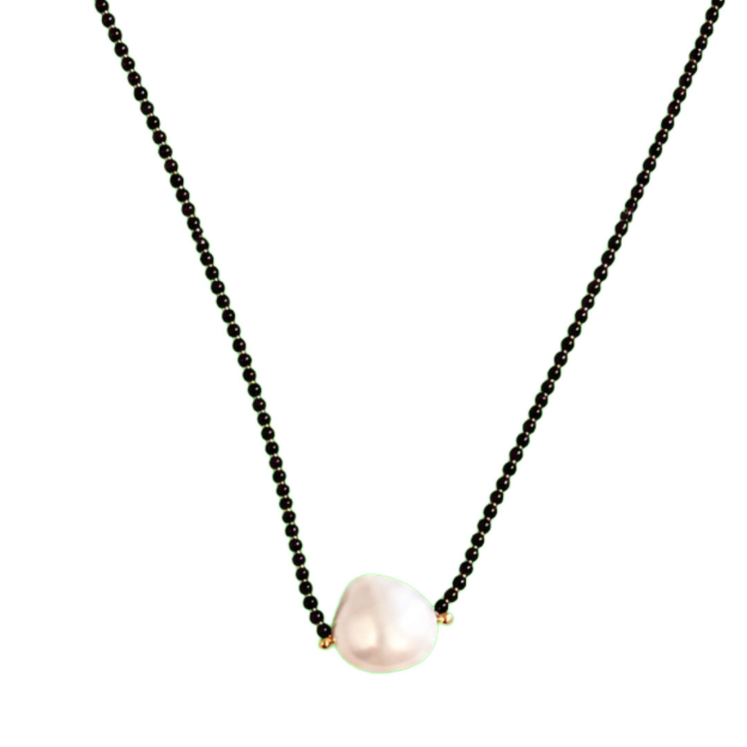Oxidized Sterling Silver Chain Pearl Choker