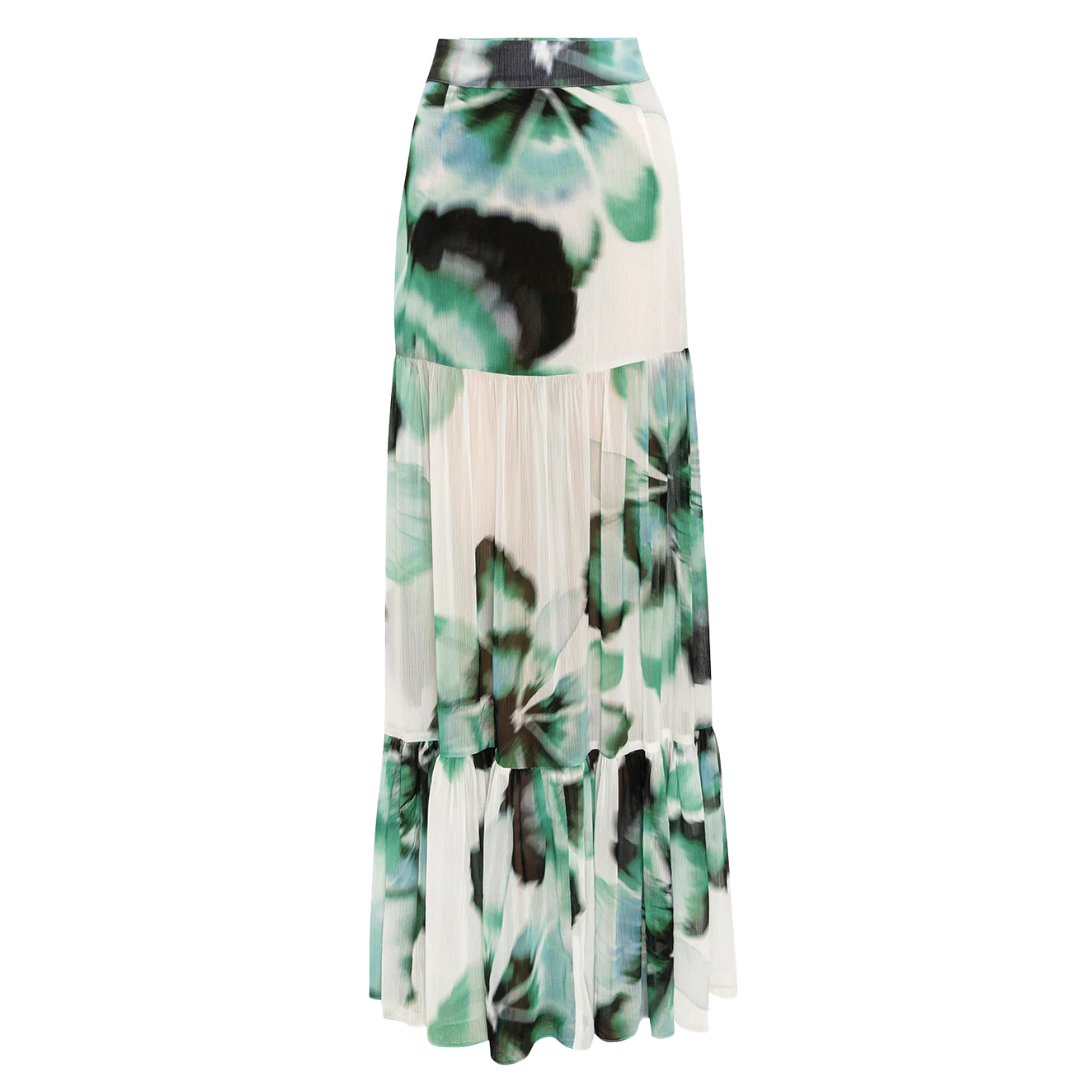 Mavi Skirt in Verdant Anemone Chiffon