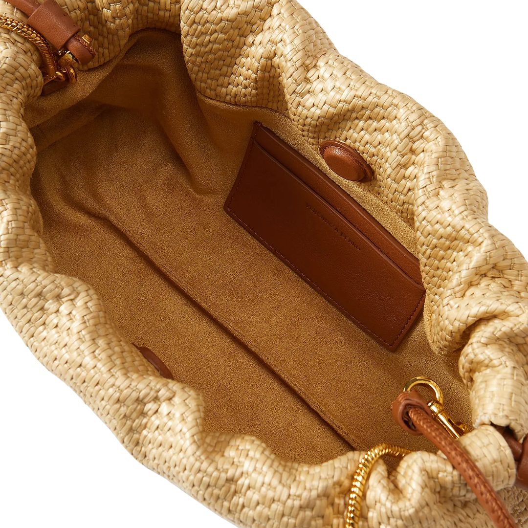 Small Raffia Stash Bag in Hazelwood/Natural