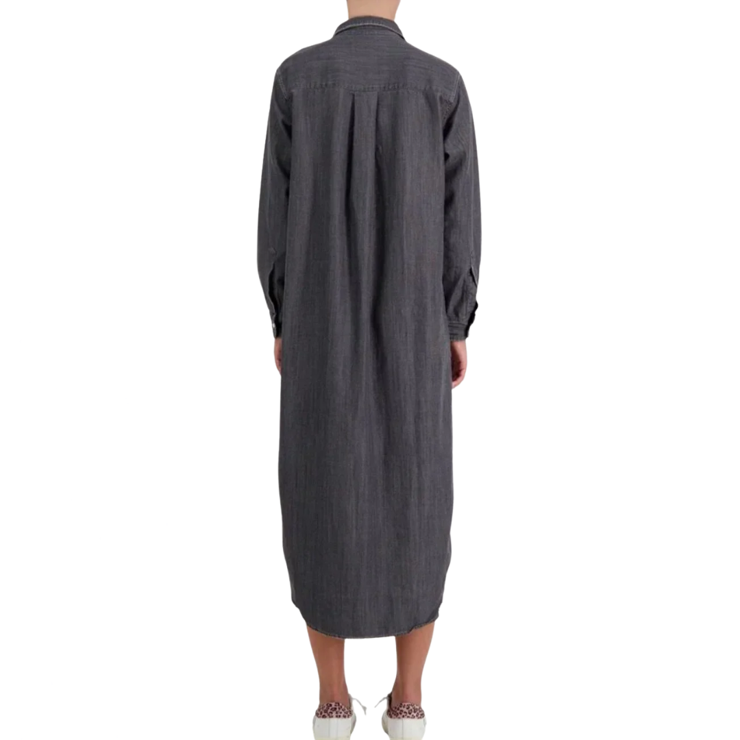 Rory Maxi Shirtdress in Grey Wash