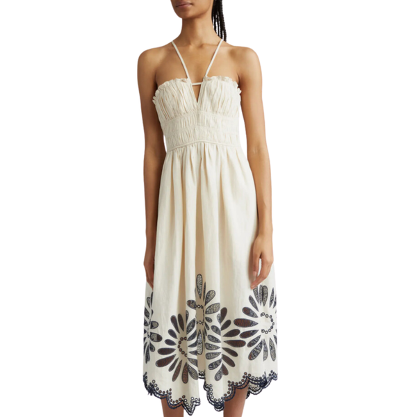 white christmas dresses Pleated Waist Midi Dress BEATRICE – LINTICO main image 1