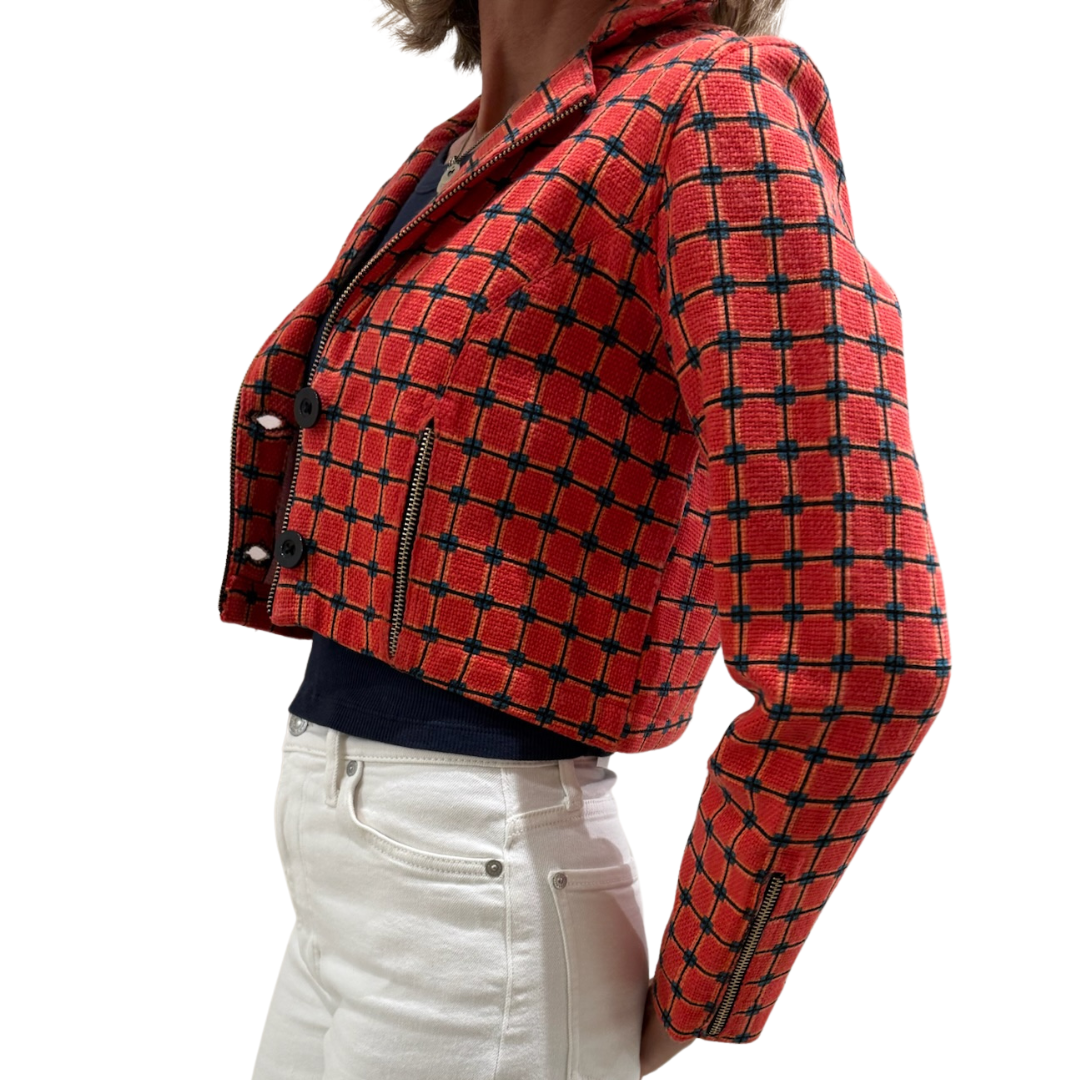 Cropped Moto Jacket in Orange