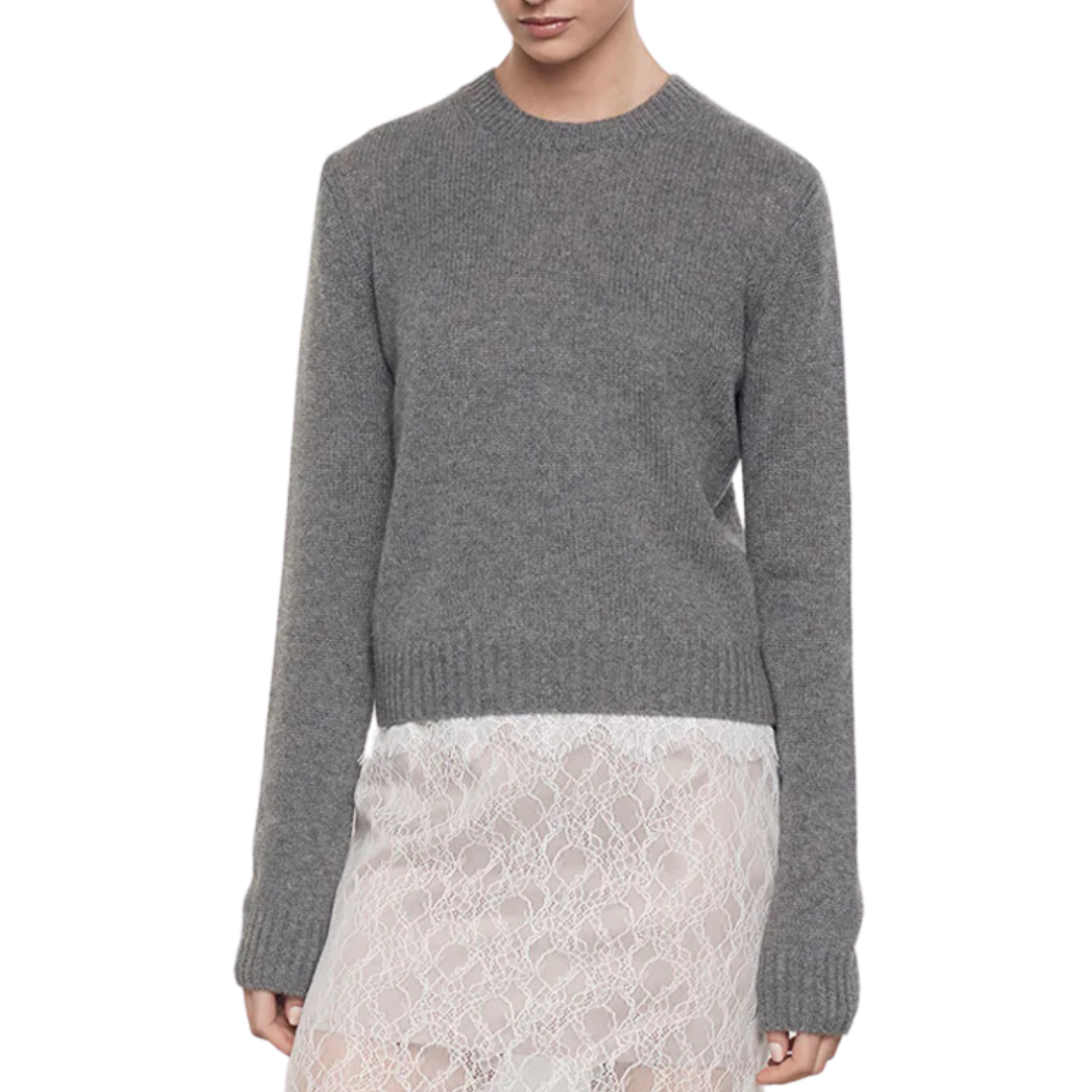 Cashmere Easy L/S Crew in Thunder