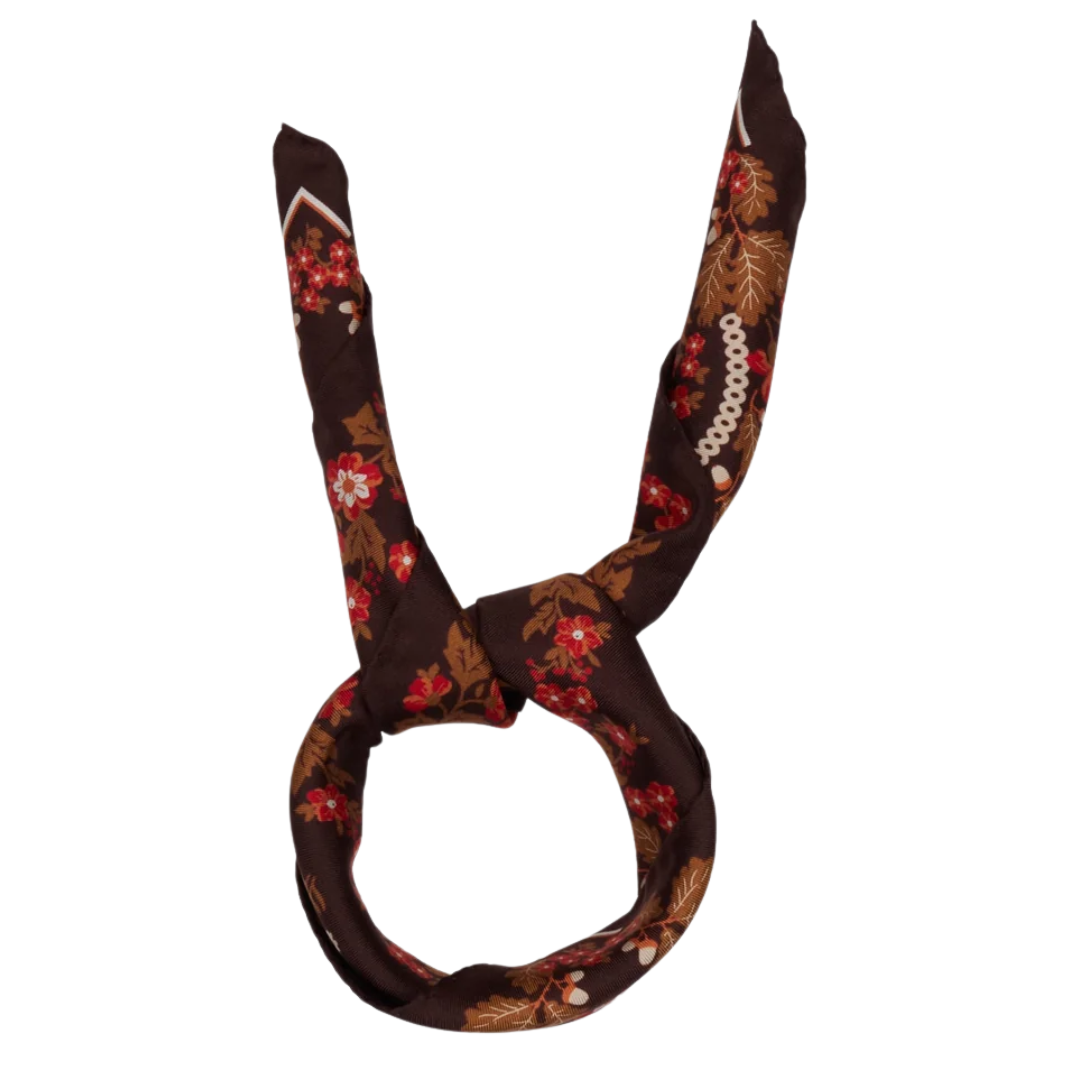 Small Bandana Retour de Forêt Silk in Chocolate