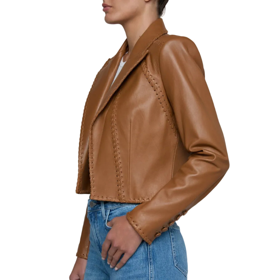 DULCIE LTHR WHPSTTCH BLZR