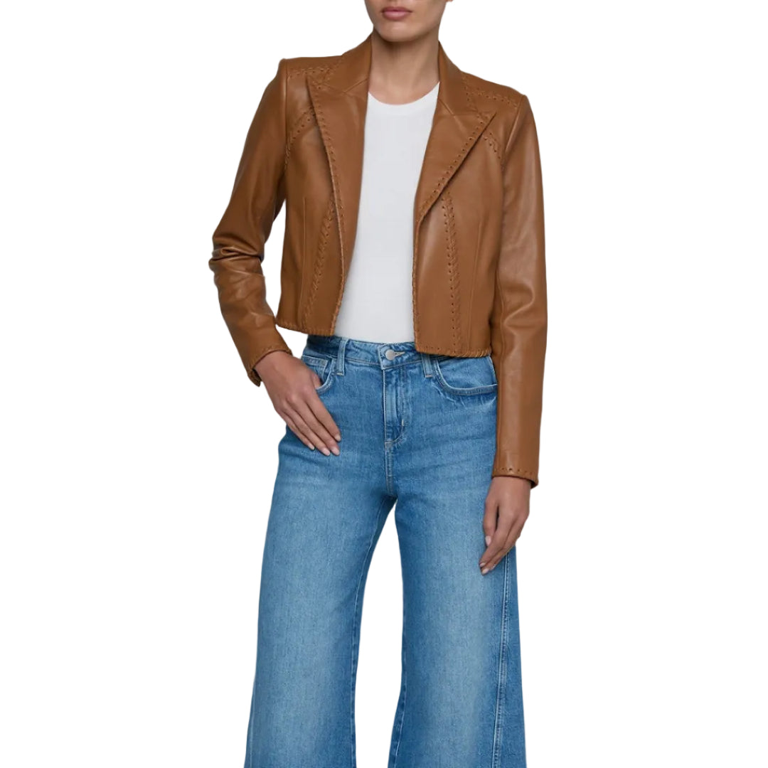 DULCIE LTHR WHPSTTCH BLZR