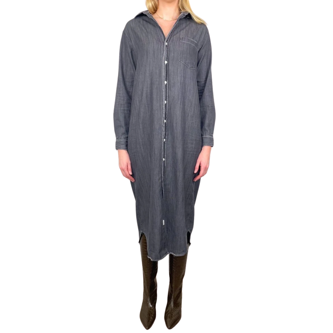 Rory Maxi Shirtdress in Grey Wash
