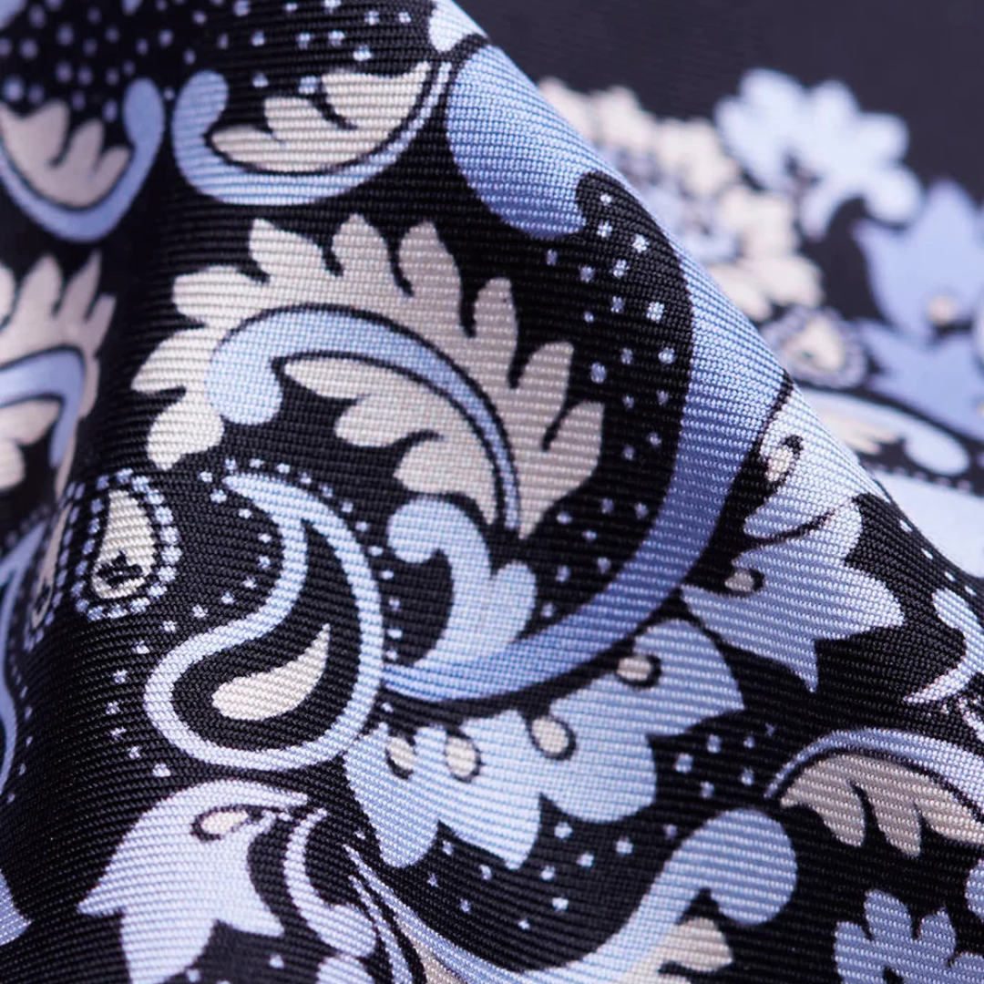 Small Bandana Flowers Silk in Black