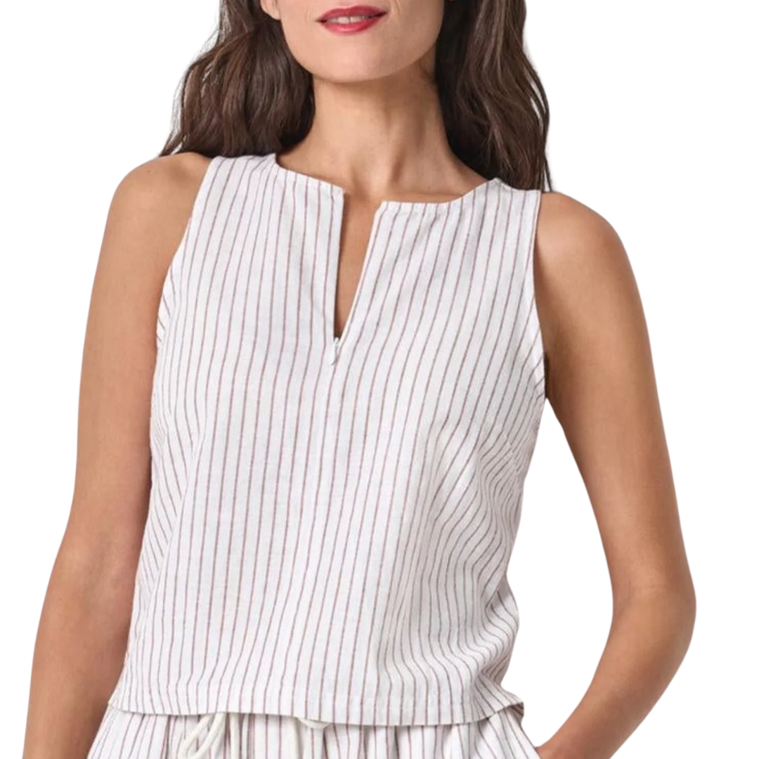 Sleeveless Zip Top in Bark Stripe
