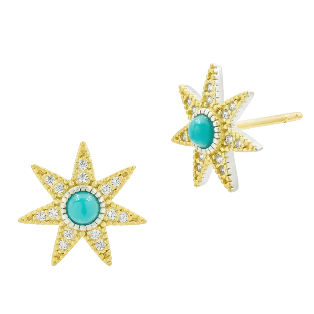 Celestial Stellular Studs in Gold & Turquoise