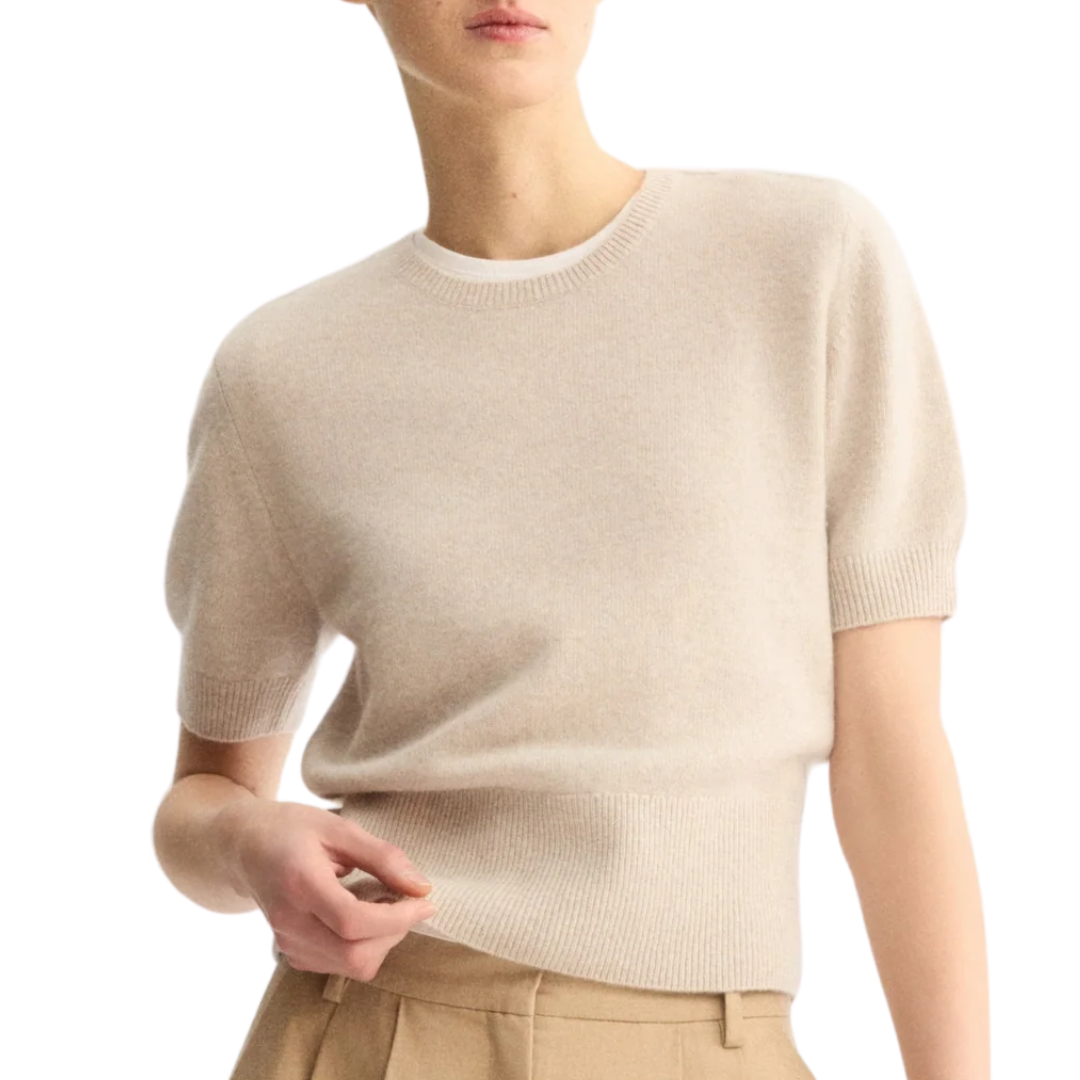 Clarkson Short Sleeve Crewneck in Beige
