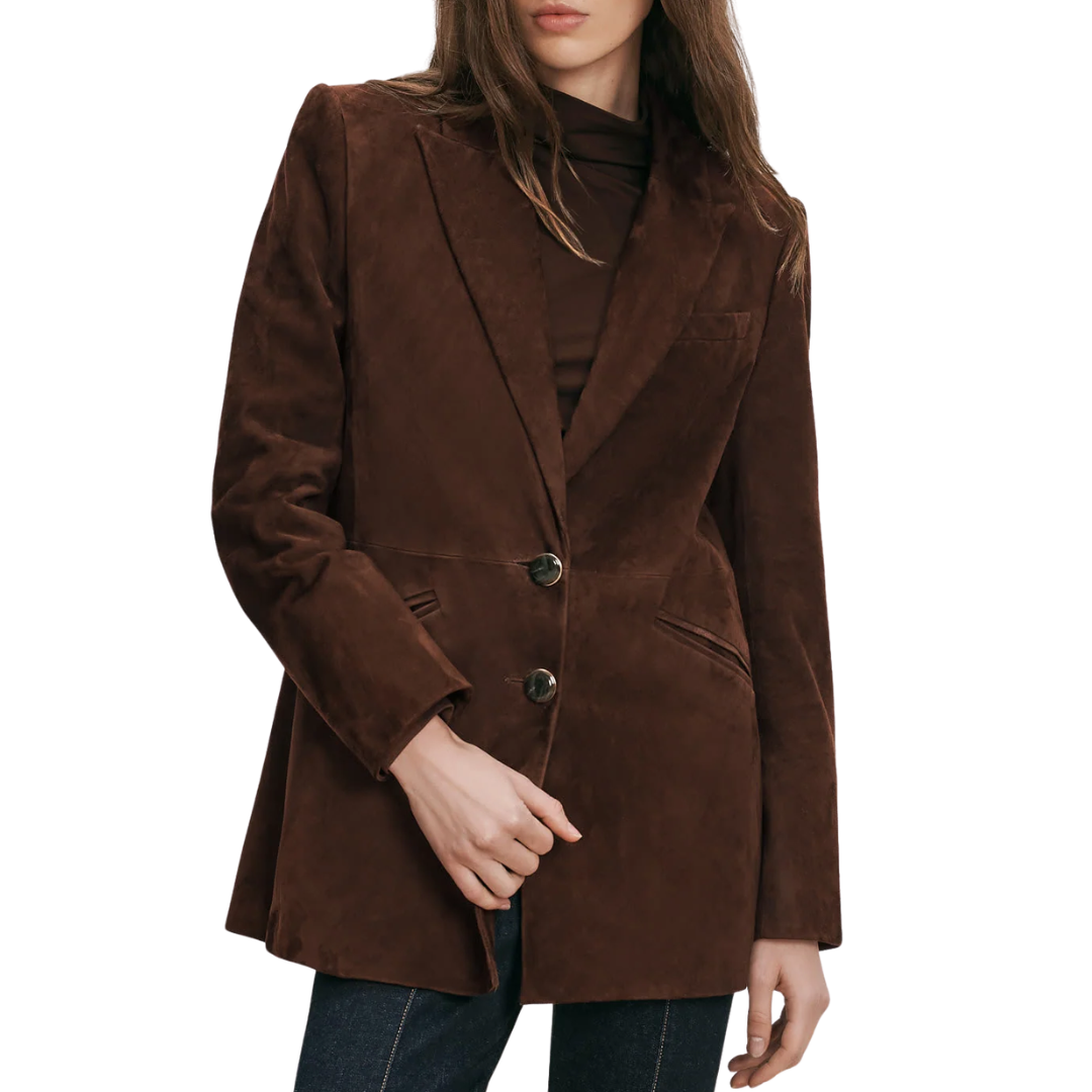 Maci Suede Dickey Jacket in Espresso