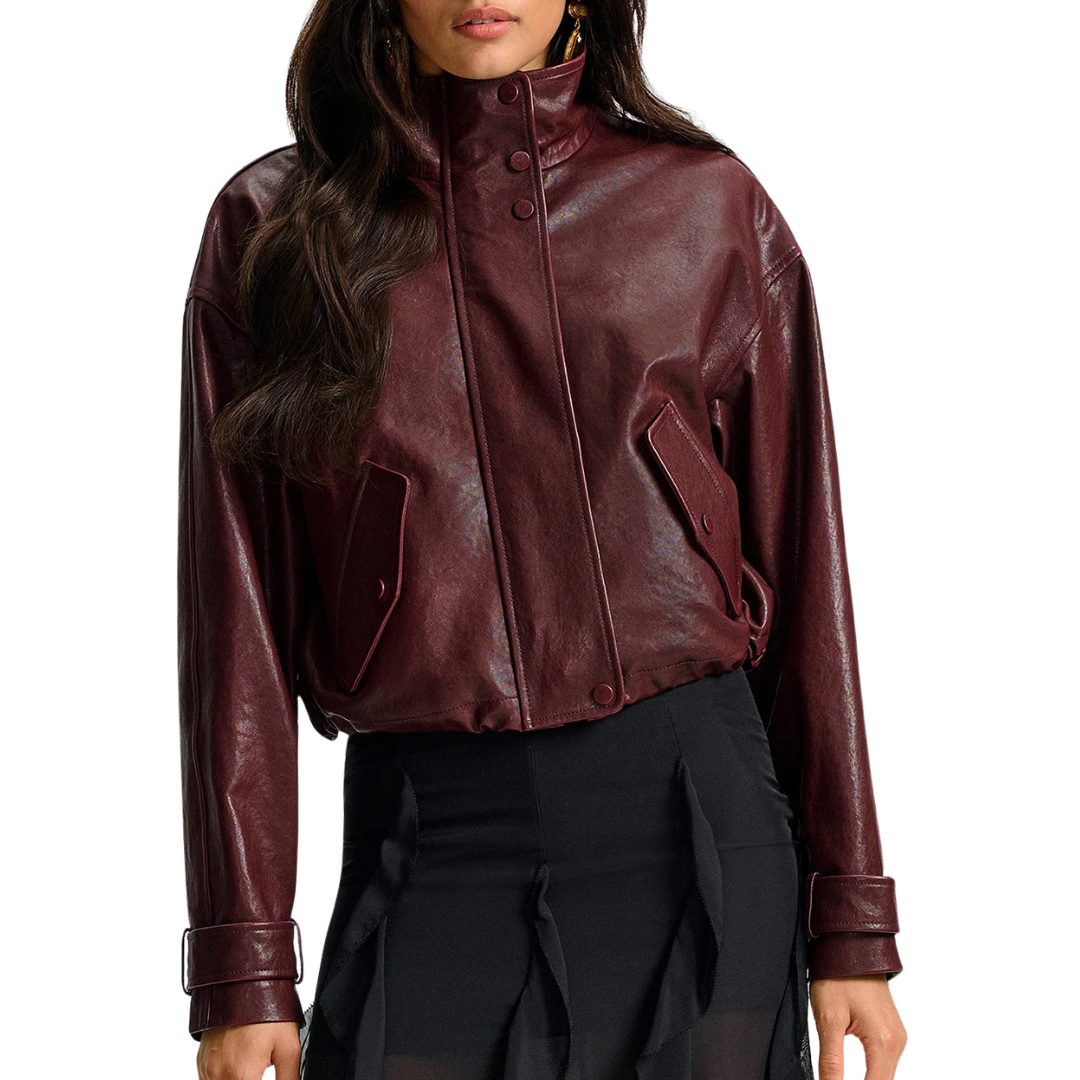 Bateman Leather Jacket in Raisin