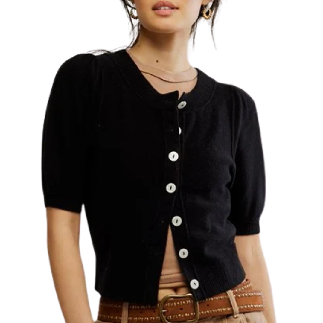 Isla Solid Cardi in Velvet Black