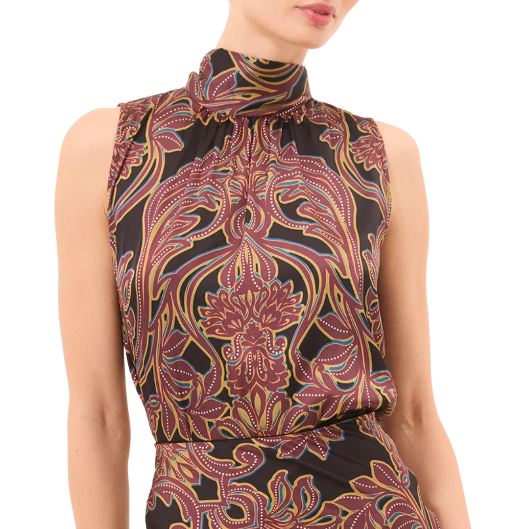 Luka Top in Studded Flora Satin