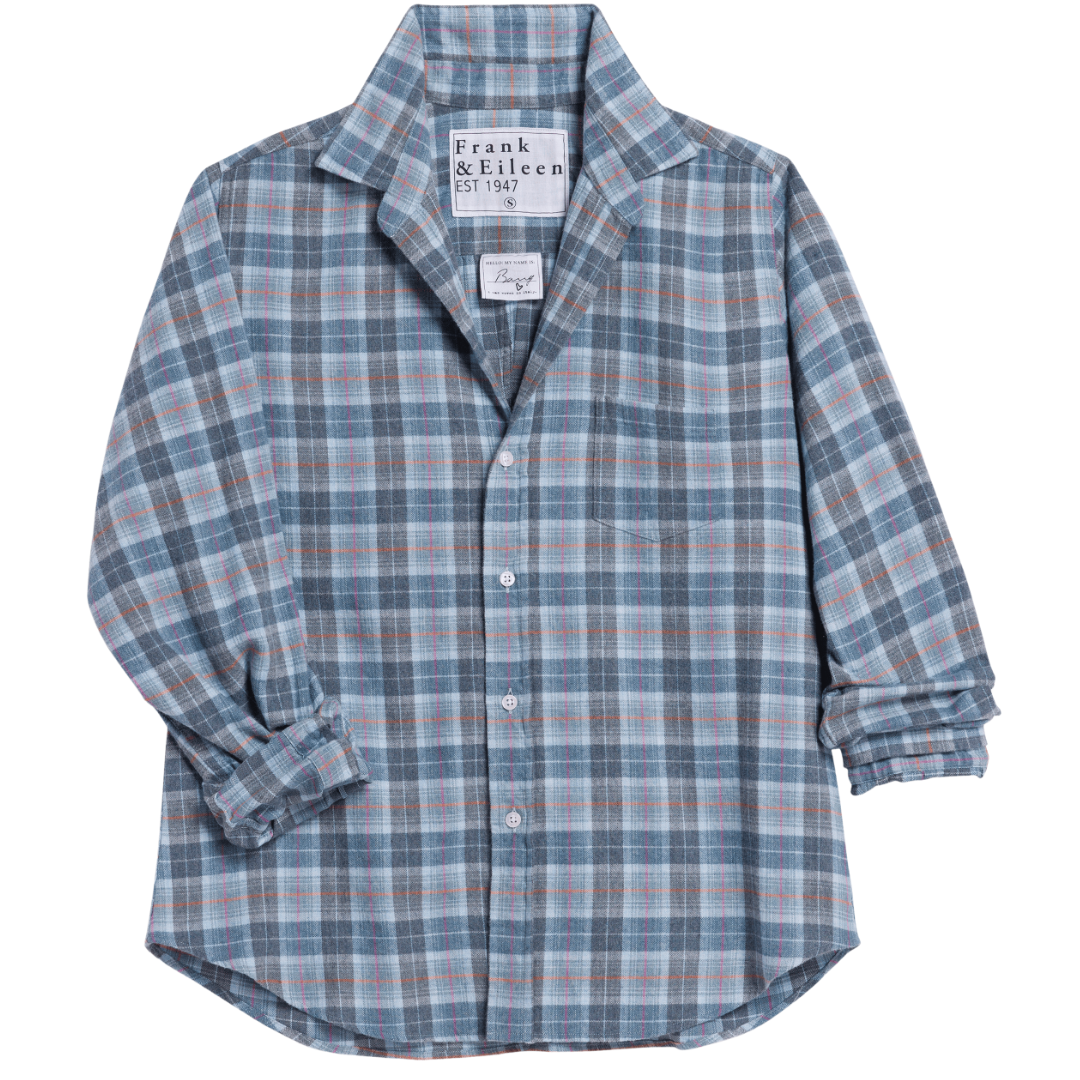 Barry in Grey Light Blue Plaid Flannel