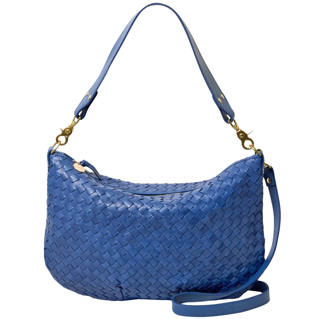 Moyen Messenger in Medium Woven Diagonal French Blue