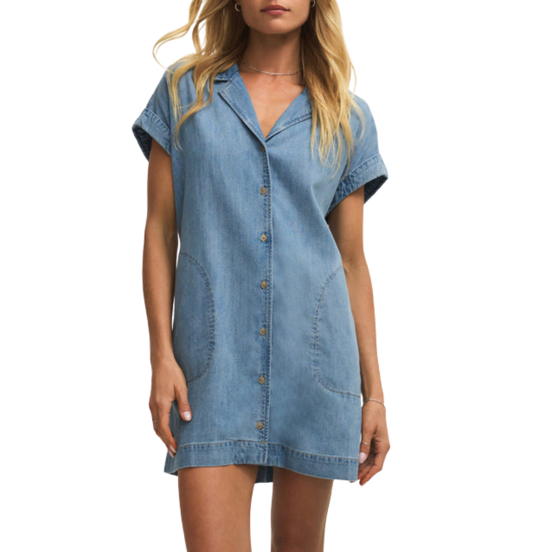 Napa Denim Mini Dress in Shoreline