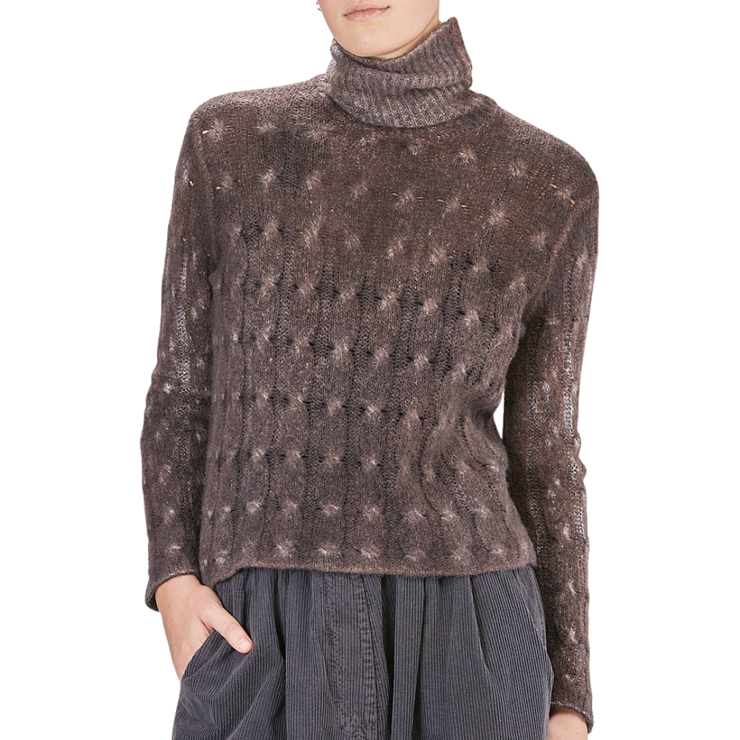 Braided Cashmere And Silk Pullover in Carruba