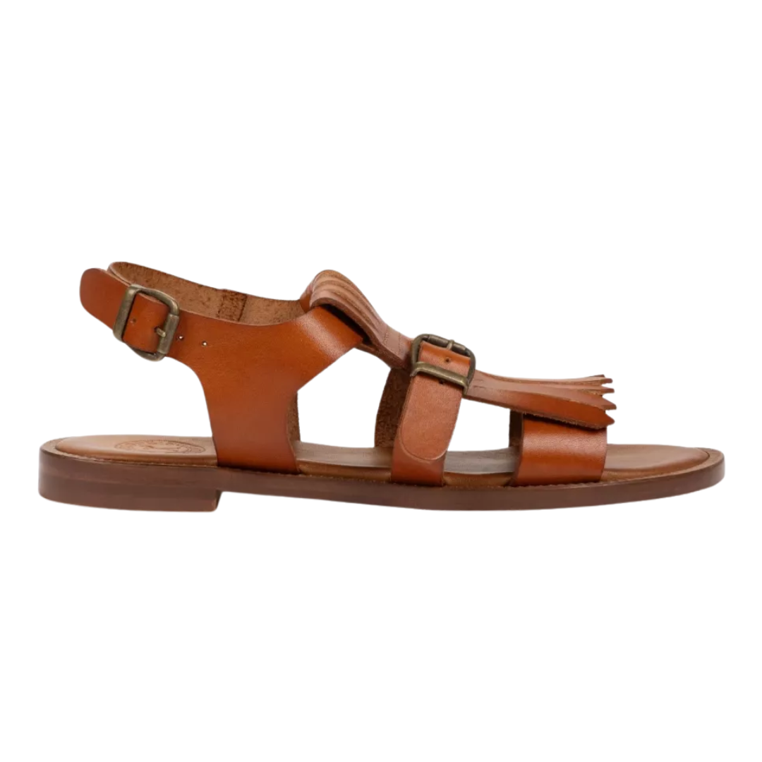 Cordoba Fringe Leather Sandal in Tan