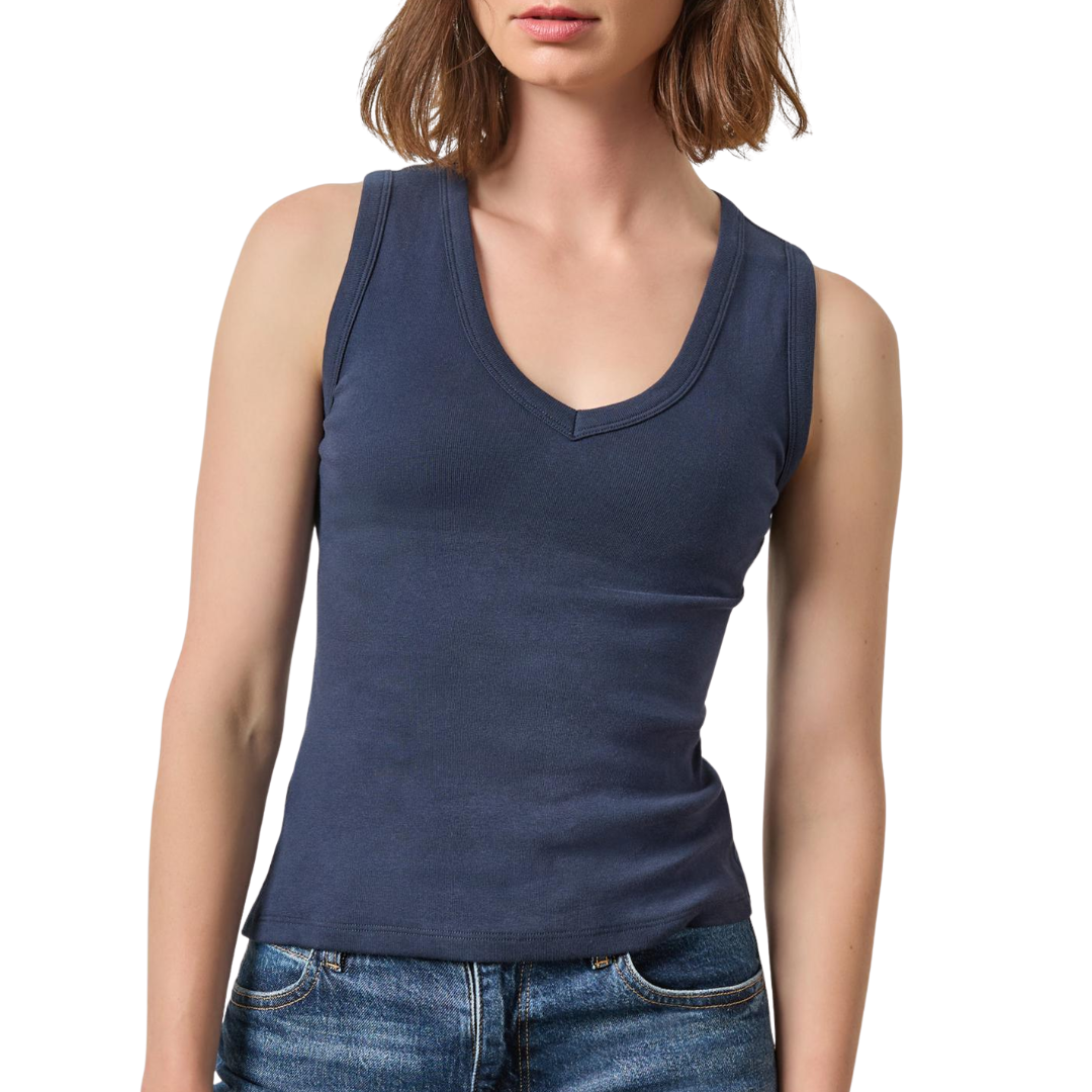 V-Neck Tank in Dark Navy