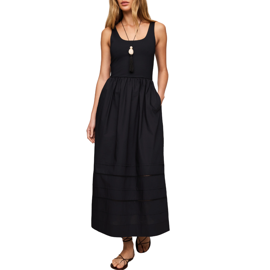 Johanna Sleeveless Midi Dress in Black
