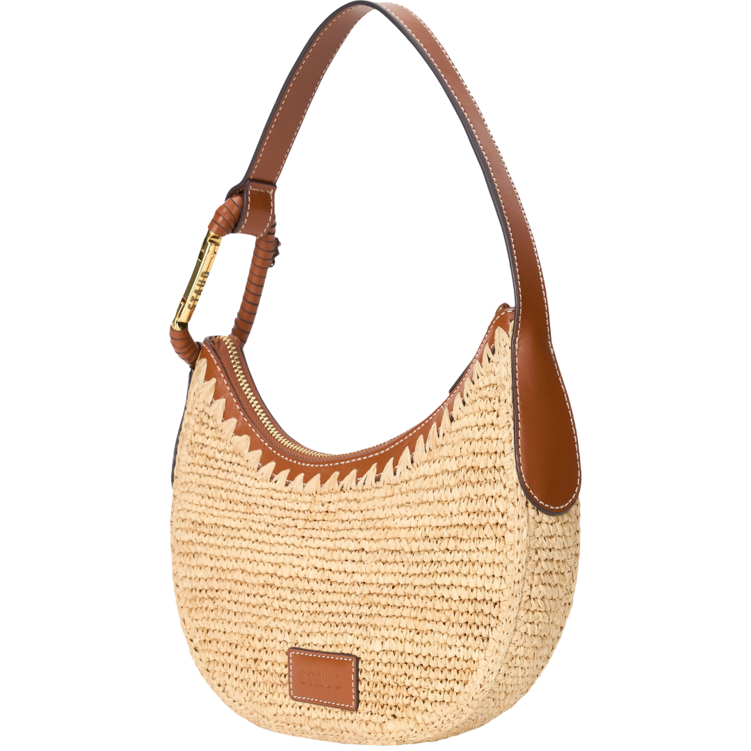Alden Raffia Shoulder Bag in Natural/Tan