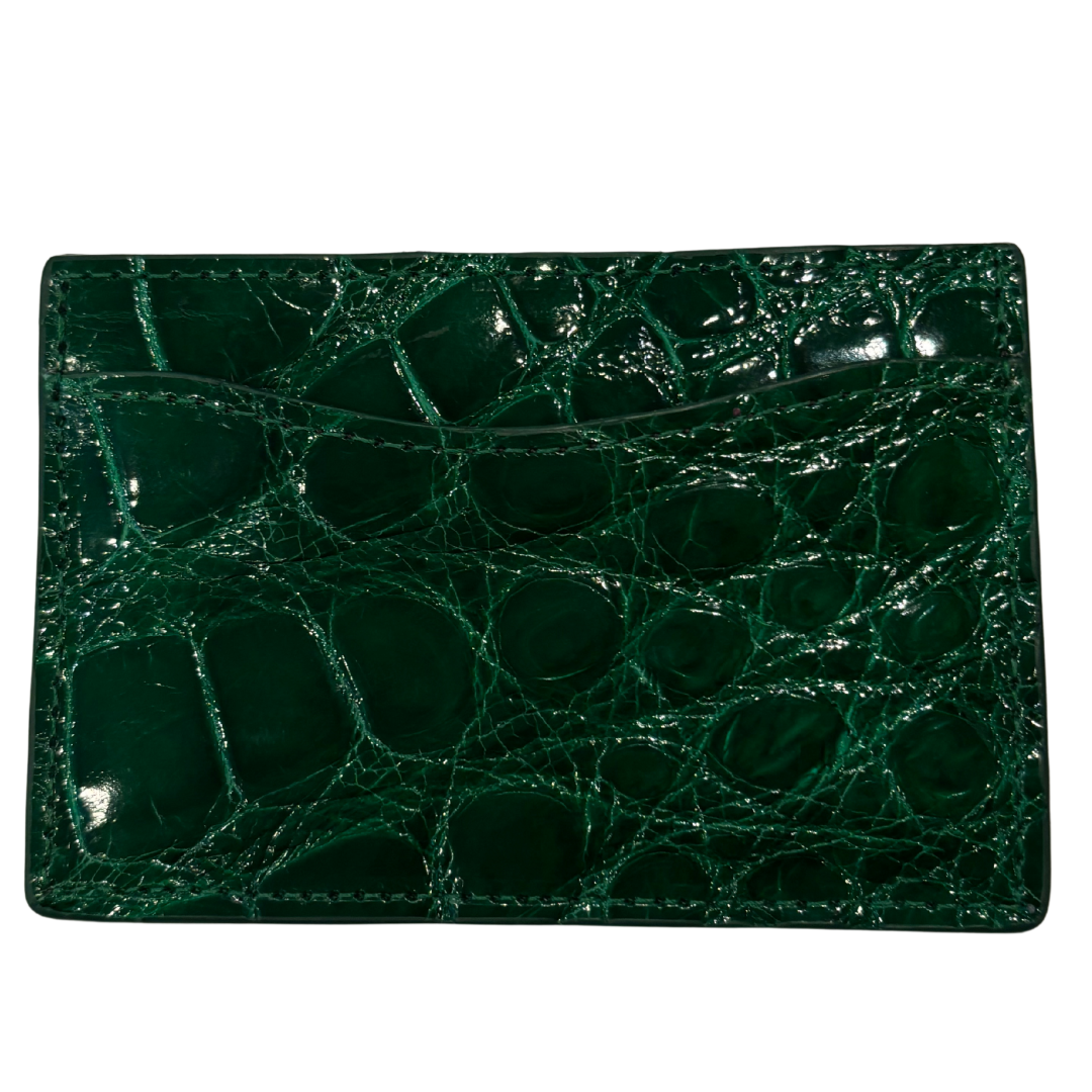 Alligator Card Case in Kelly Green