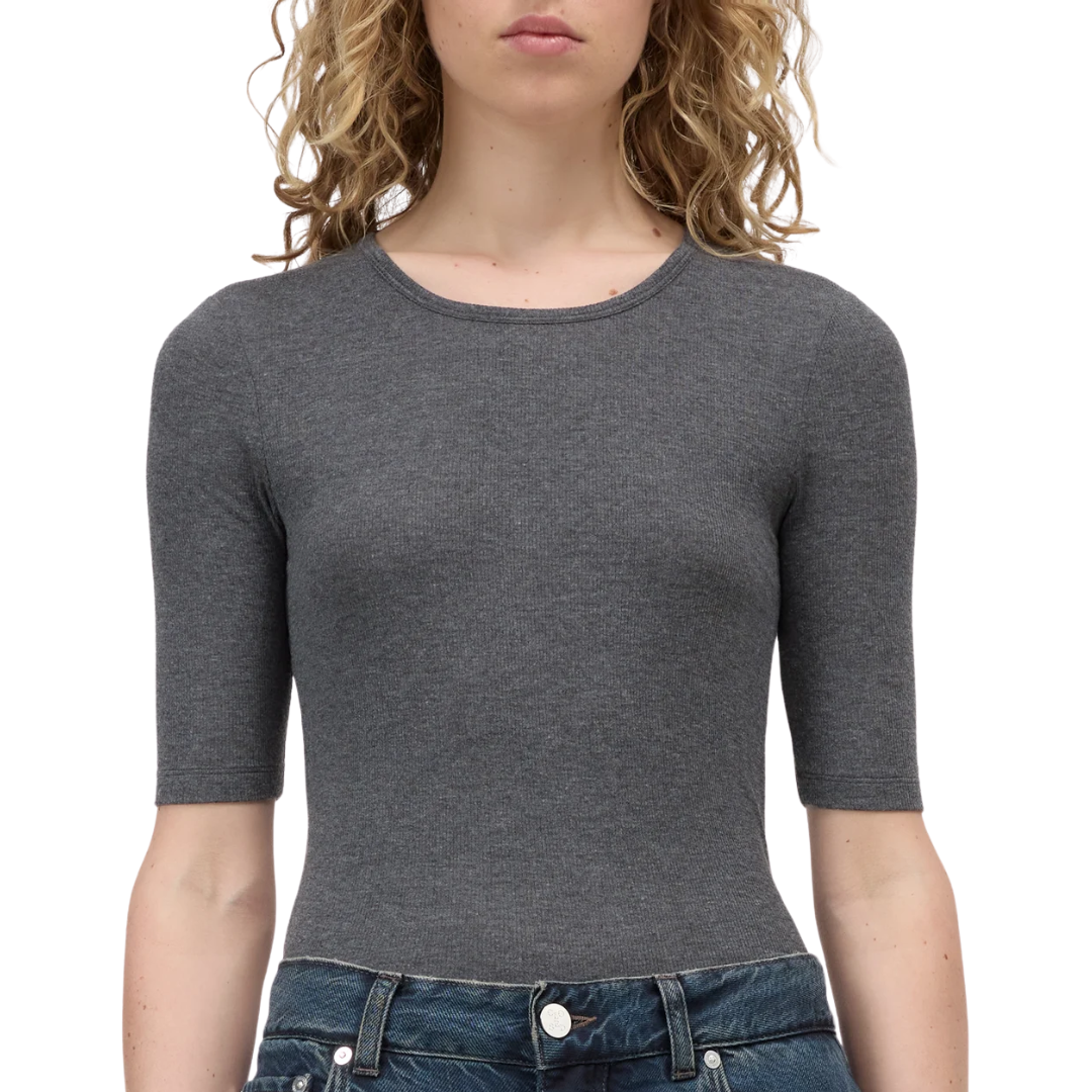 Modal-Cashmere-Blend Top in Dark Grey Melange