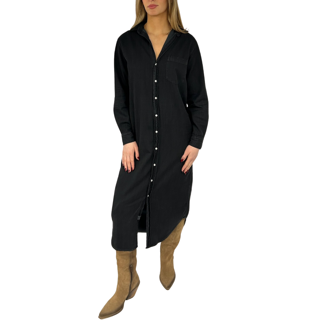 Rory Maxi Shirtdress in Overdye Black