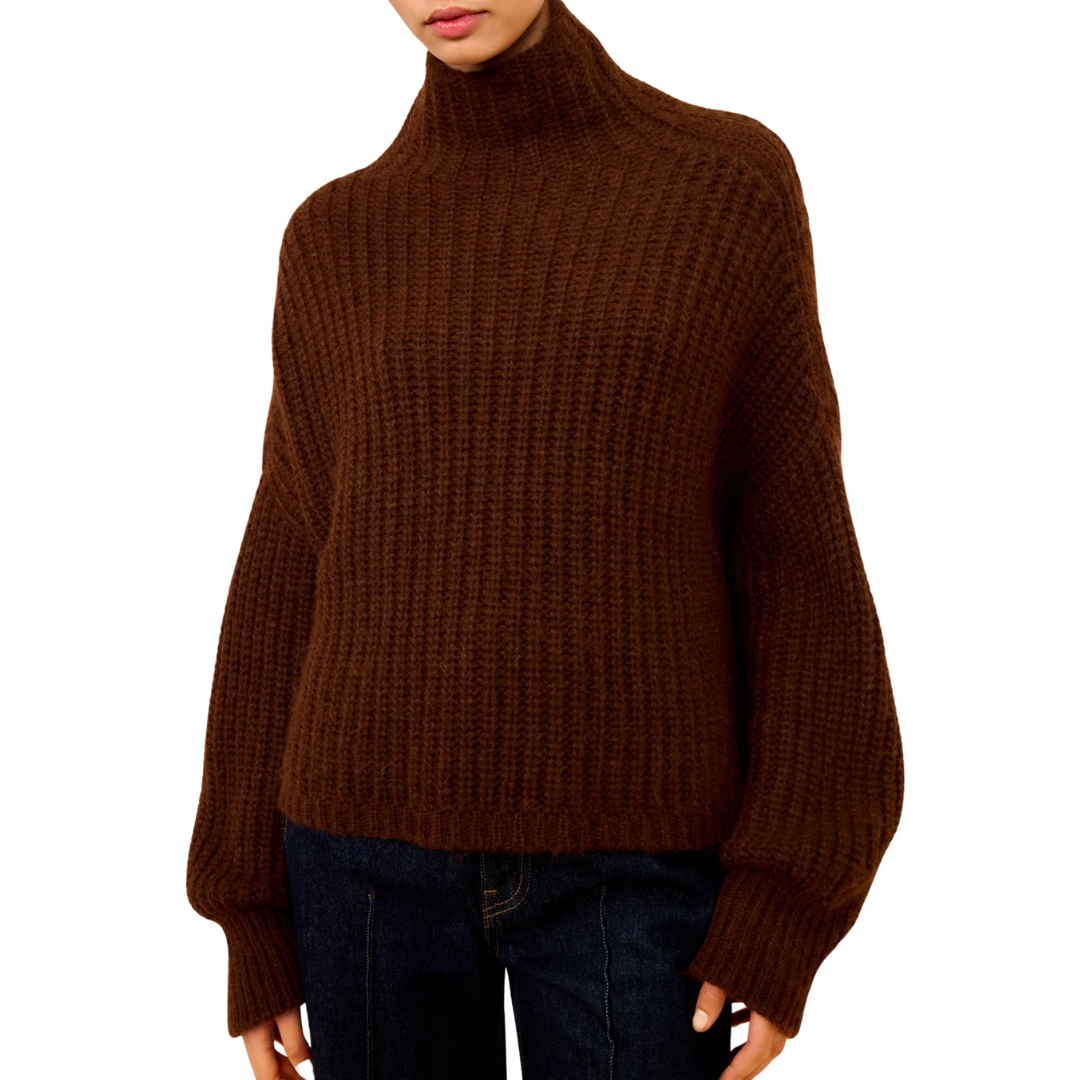 Veron Alpaca Knit Turtleneck in Mahogany